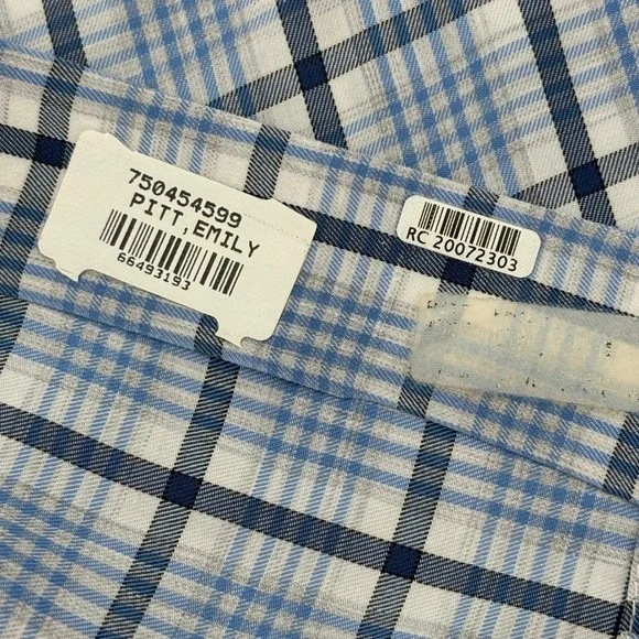 Peter Millar Men's Medium Blue Plaid Check Button Down Long Sleeve Shirt Crown - Picture 9 of 10